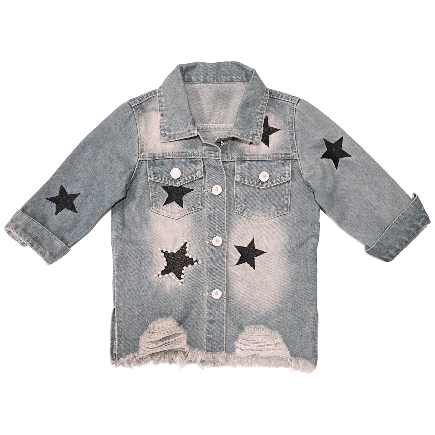 Distressed Denim Button Up