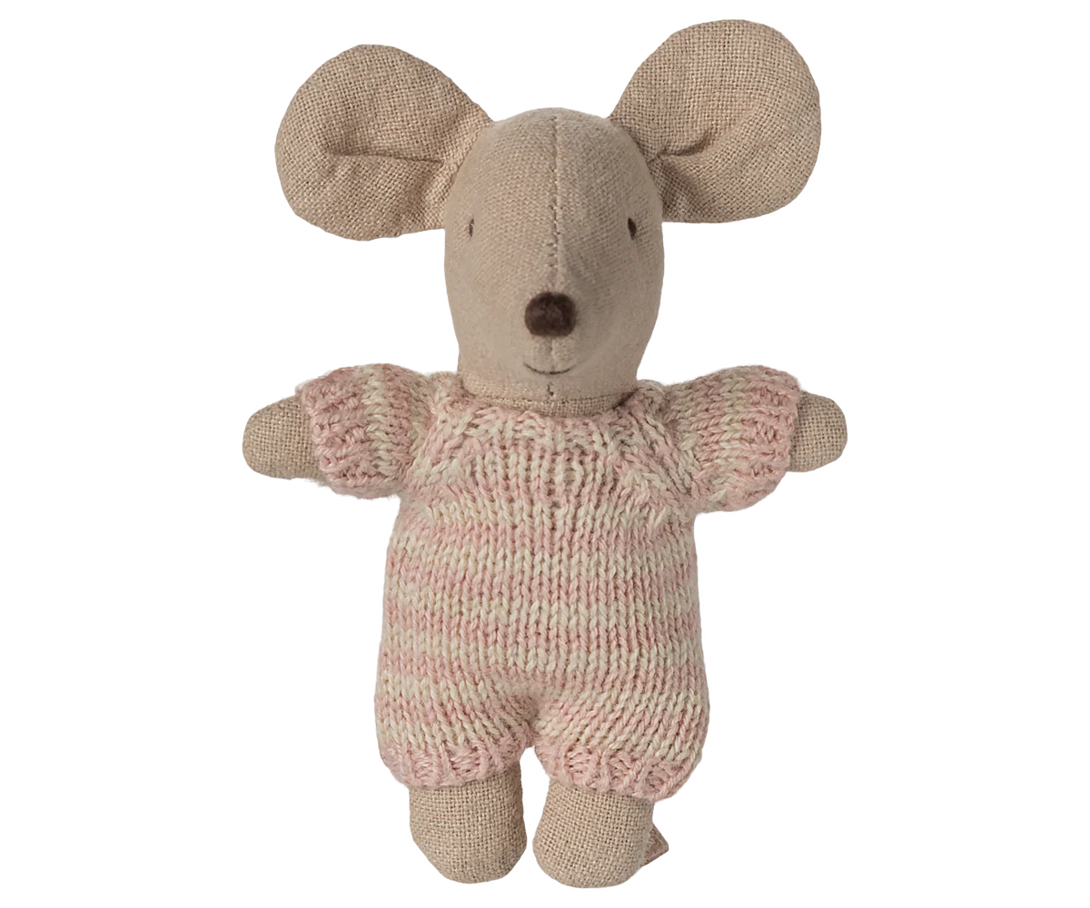 Baby mouse in carry cot - Rose
