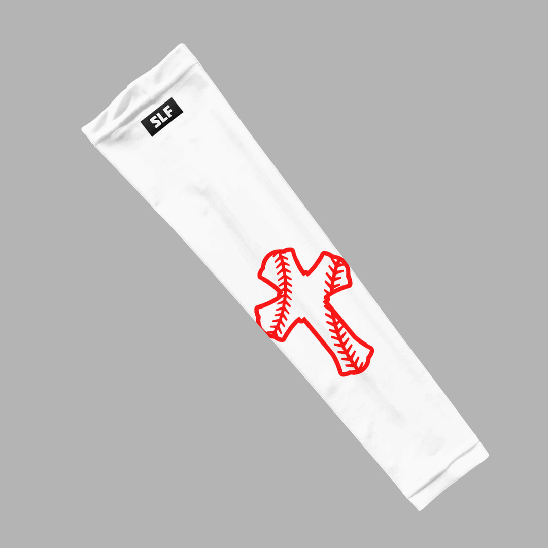 White Baseball Cross Kids Arm Sleeve
