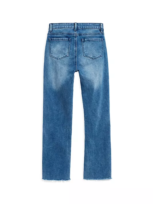 Fray Hem Straight-Leg Crop Jeans