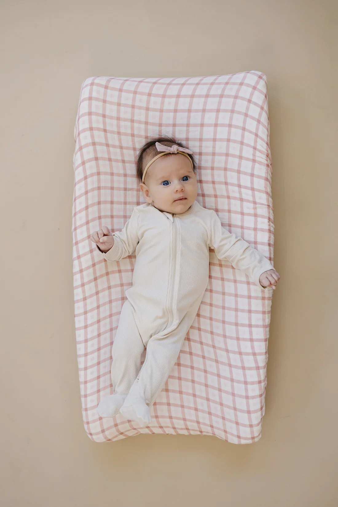 Pink Gingham Muslin Changing Pad Cover