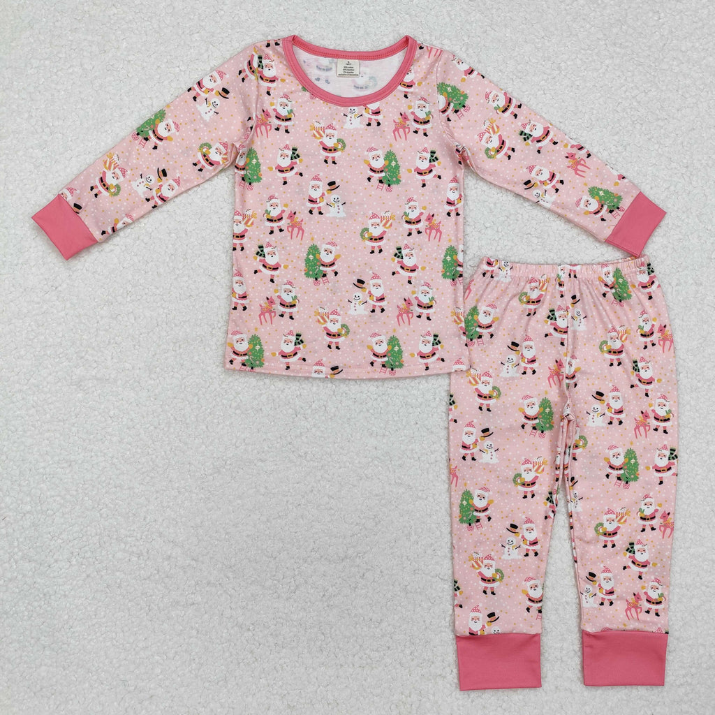 Pink Santa and snowman pajama set