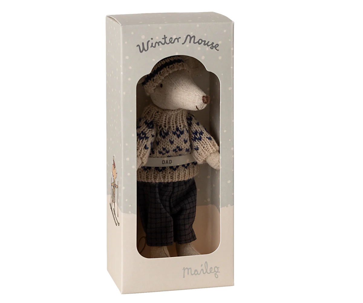 Winter mouse with ski set, Dad - Blue