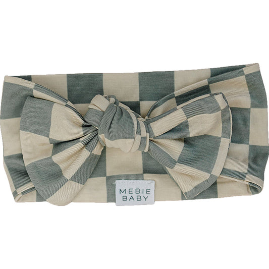 Light Green Checkered Bamboo Head Wrap