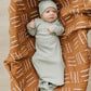 Sage Organic Ribbed Newborn Knot Hat