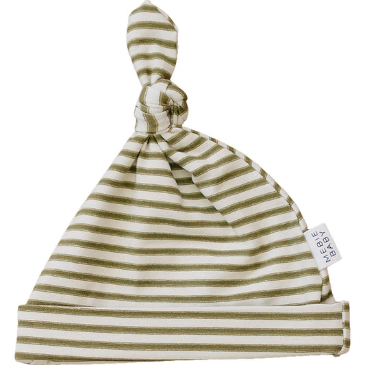 Olive Stripe Newborn Knot Hat
