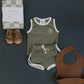Palm Tree Terry Cloth Short Set