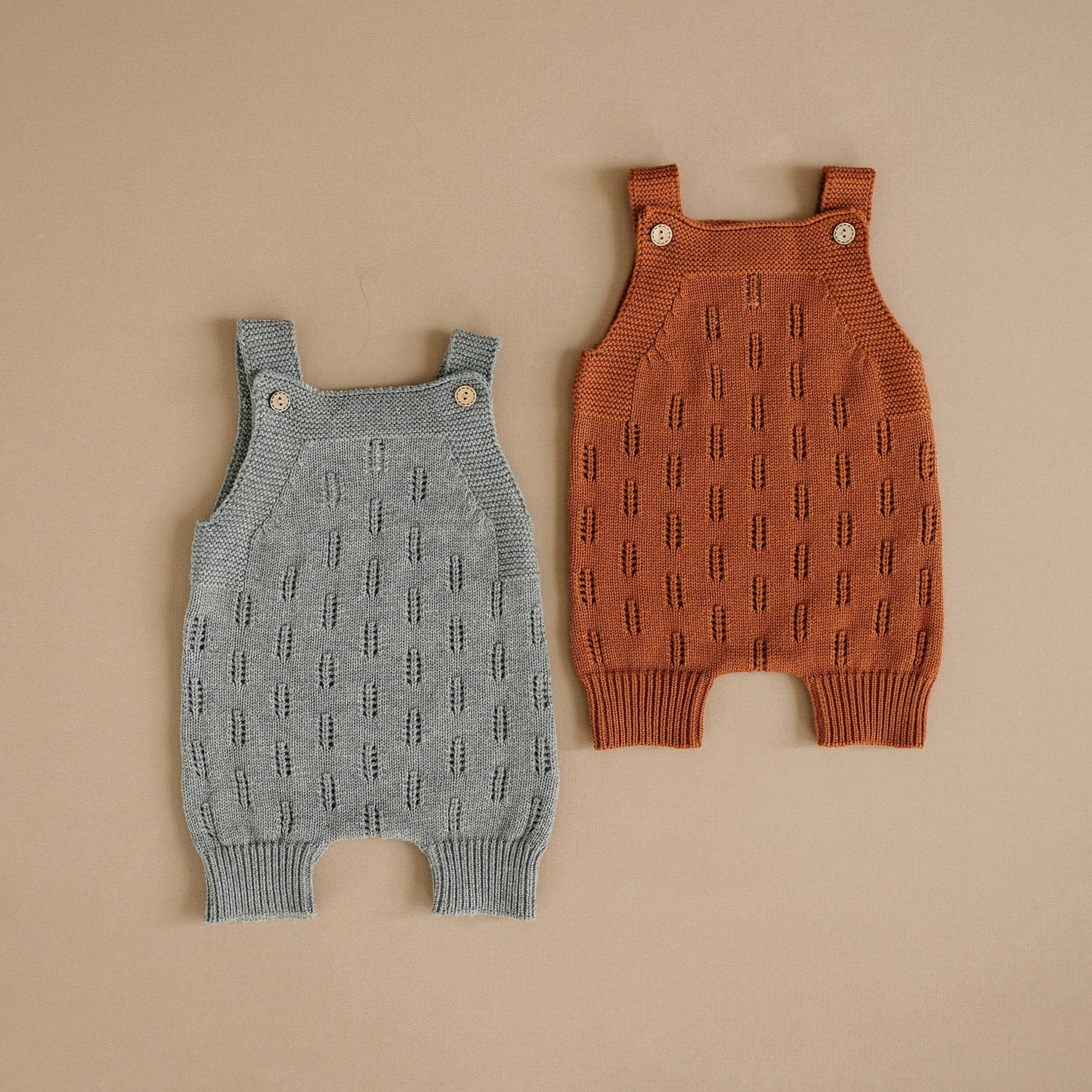 Rust Embellished Short Knit Romper