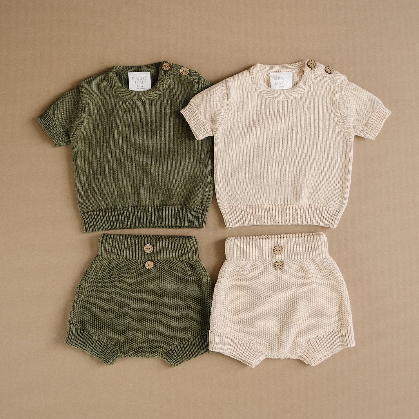 Winter Green Button Top + Short Knit Set