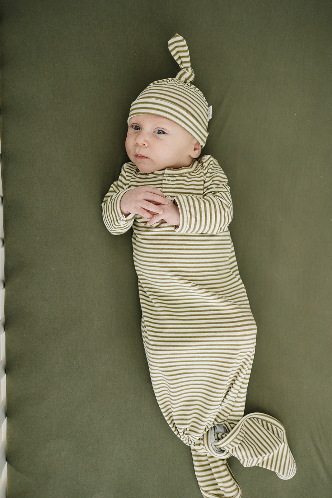 Olive Stripe Knot Gown
