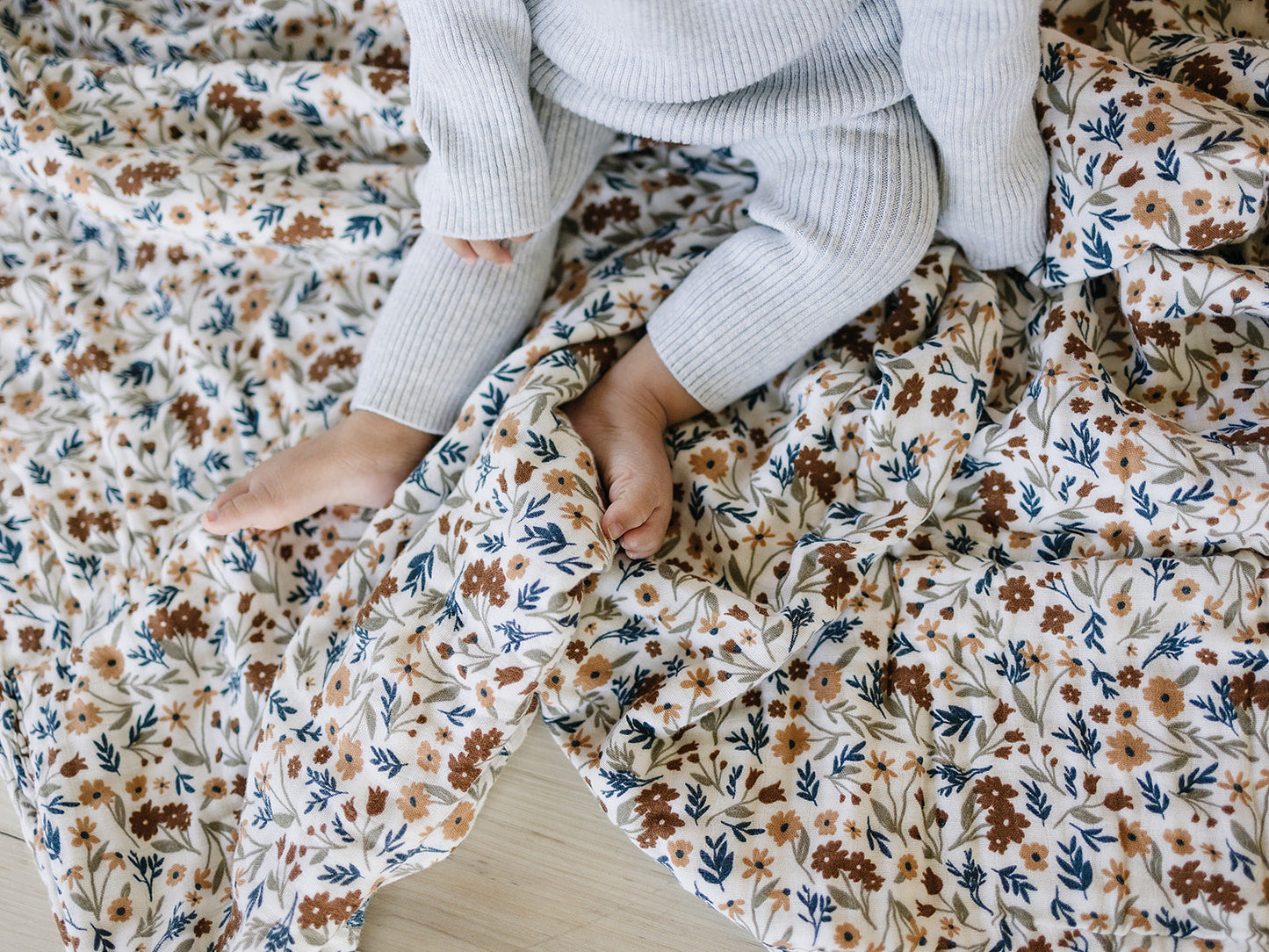 Heather Grey Ribbed Knit Layette Set
