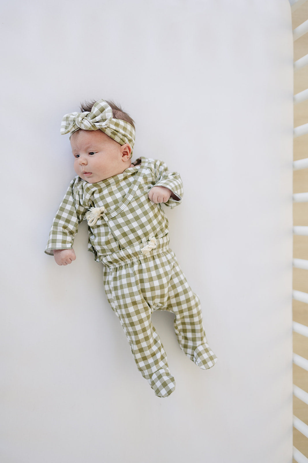 Green Gingham Cotton Layette Set