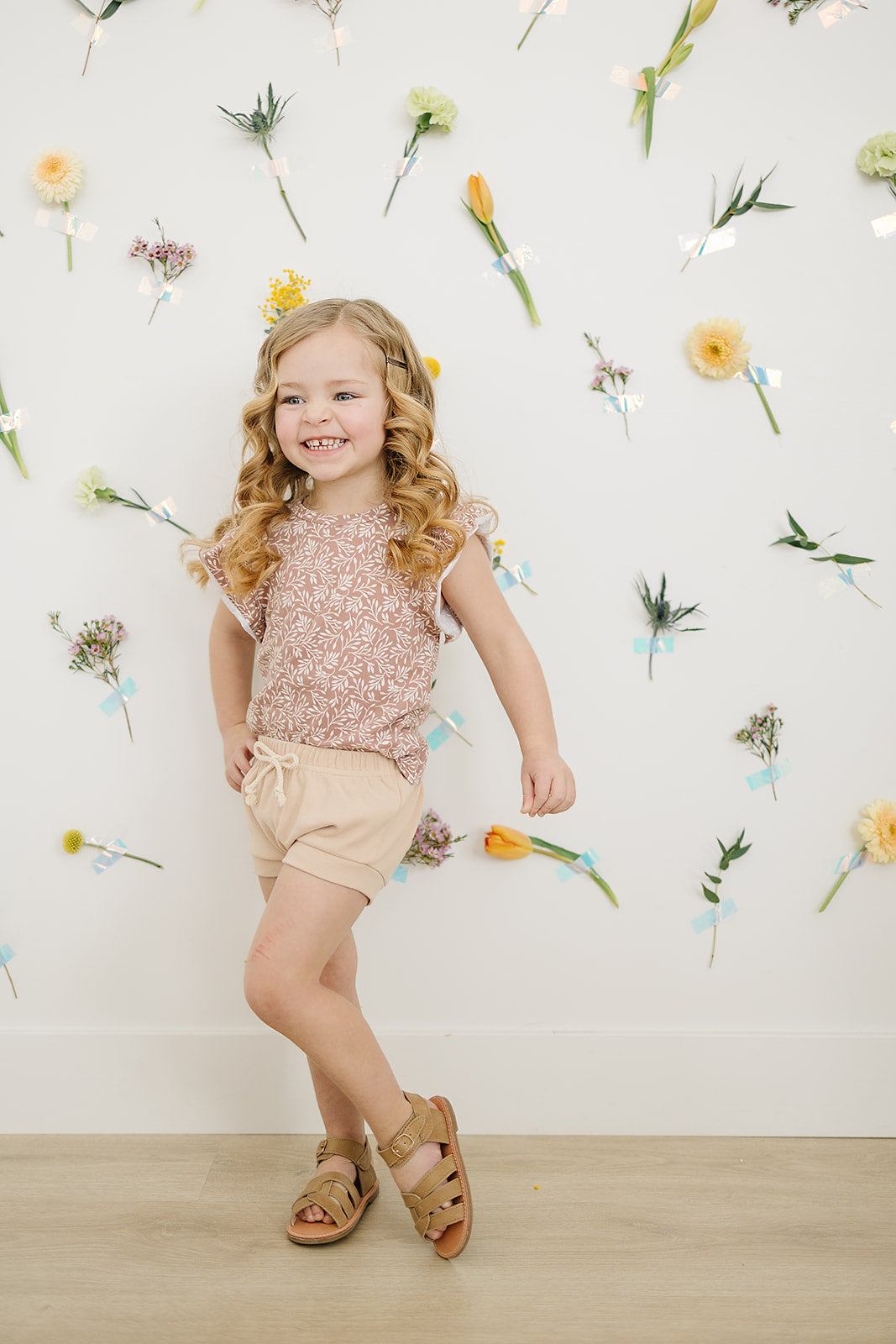 Dusty Rose Vines Ruffle Tee