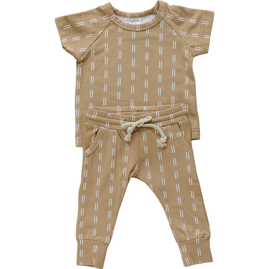 Light Mustard Strokes Two-piece Pocket Set