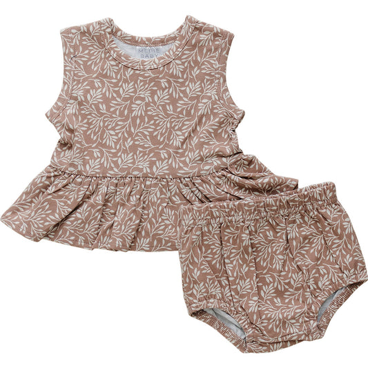 Dusty Rose Vines Peplum Set