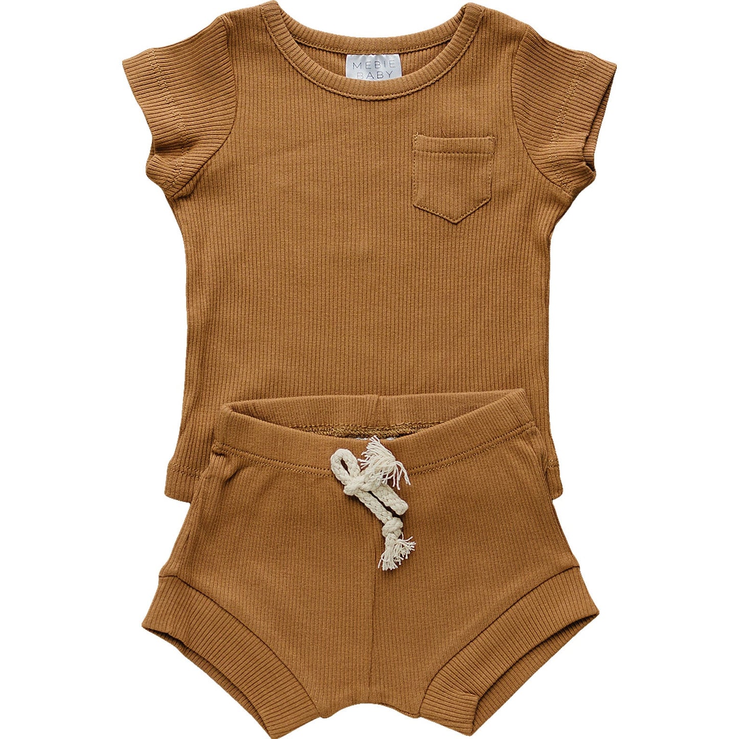 Mustard Organic Cotton Ribbed Short Set