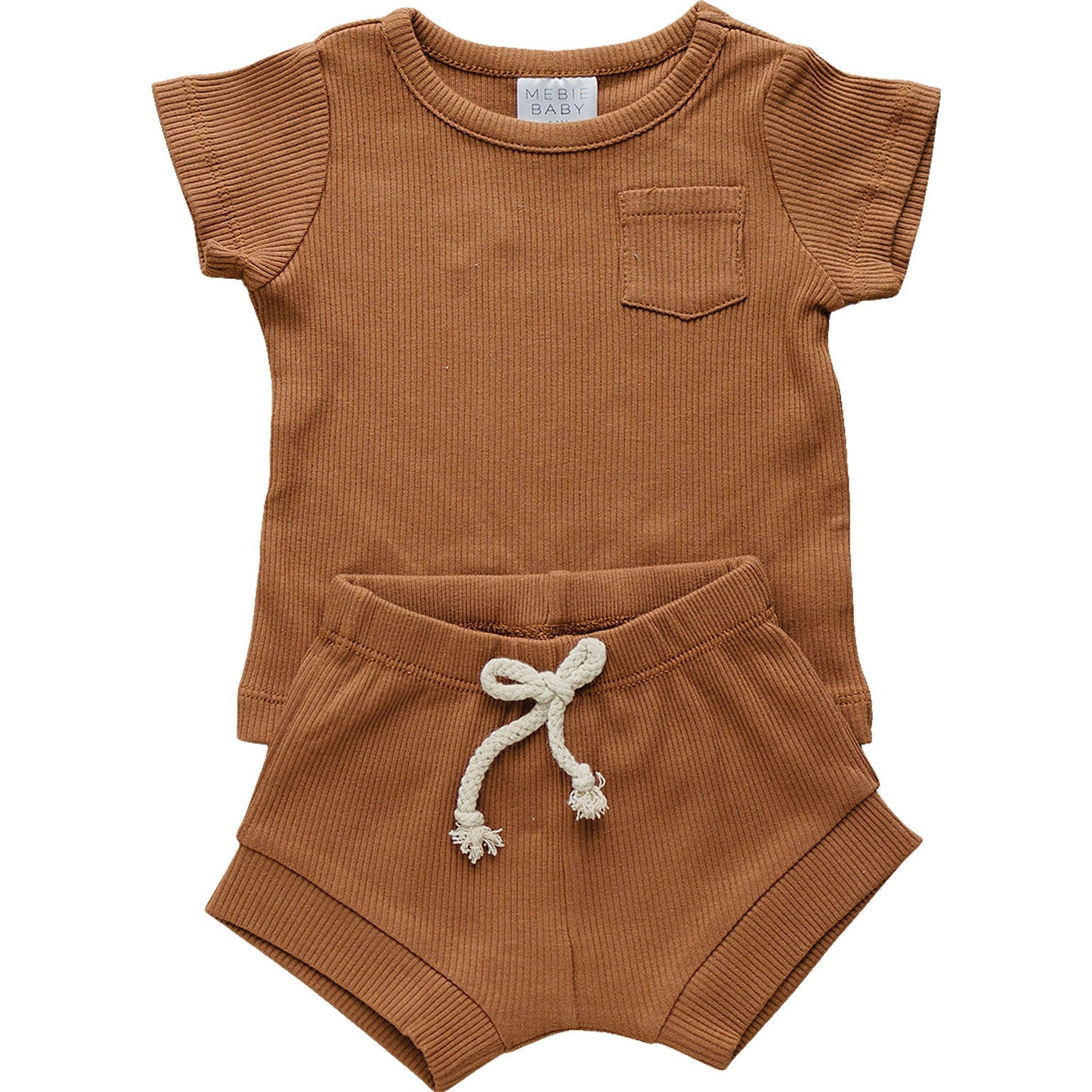 Rust Organic Cotton Ribbed Short Set