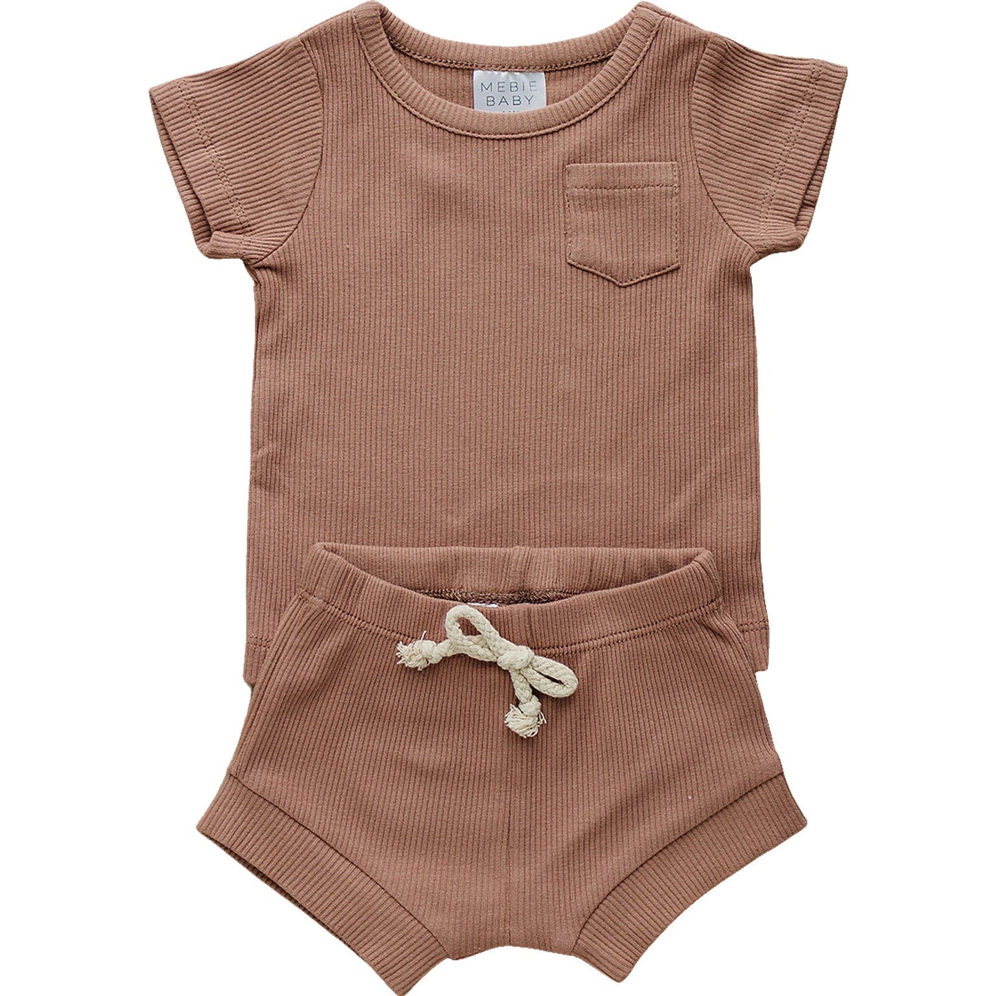 Dusty Rose Organic Cotton Ribbed Short Set
