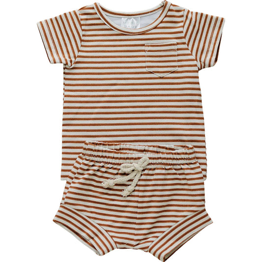 Rust Stripe Short Set…
