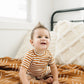 Honey & White Stripe Ribbed Cozy Short Set