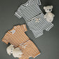 Honey & White Stripe Ribbed Cozy Short Set