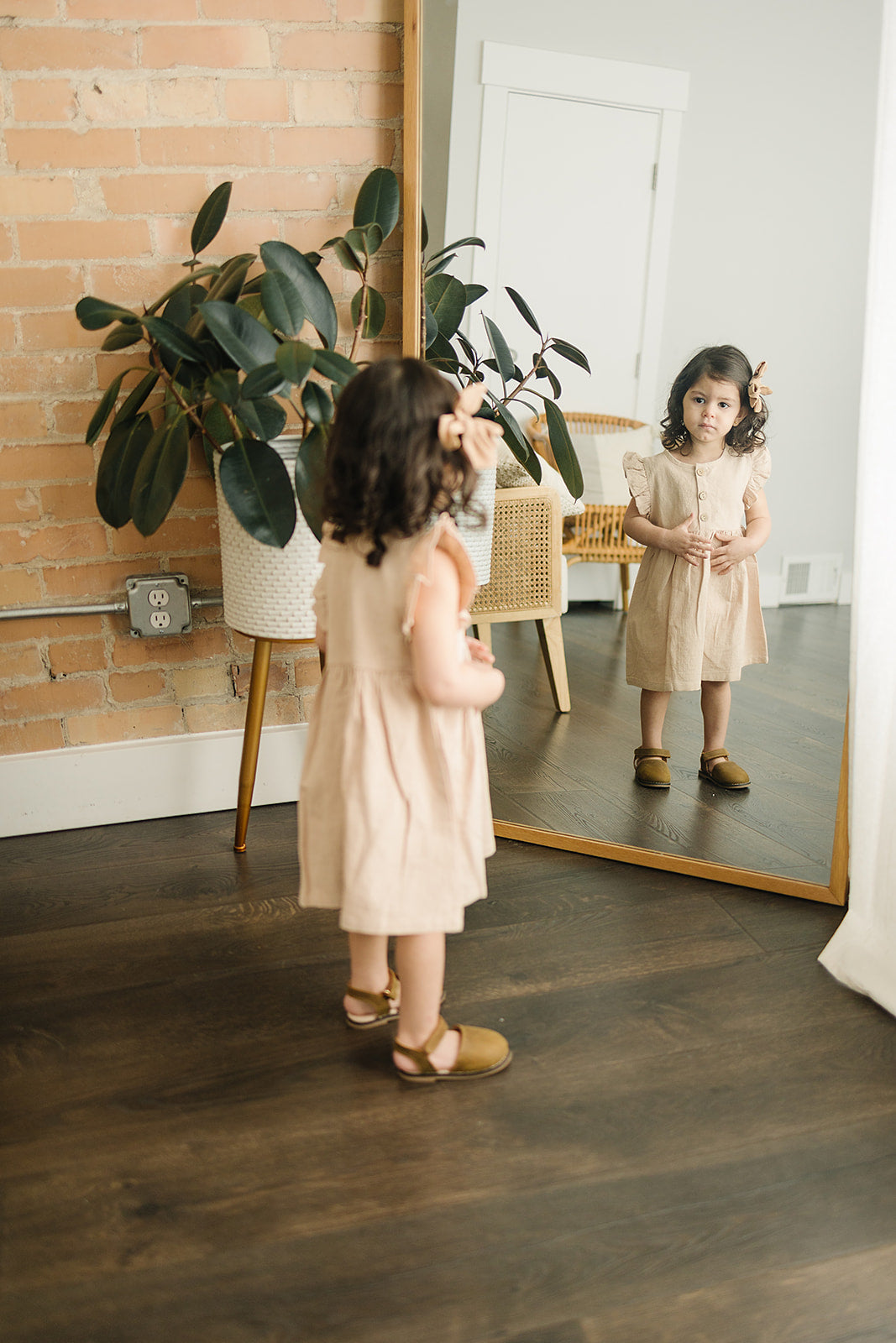 Cream Ruffle Linen Dress