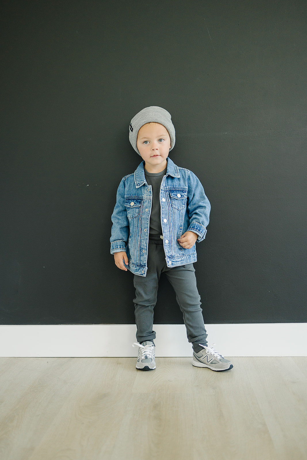 Charcoal Organic Cotton Ribbed Pocket Set