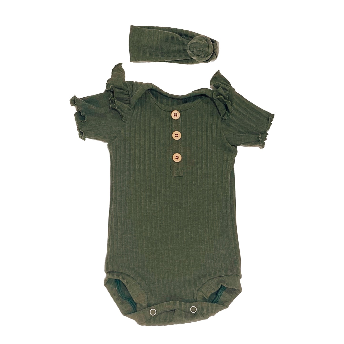 Ribbed Ruffle Onesie Set