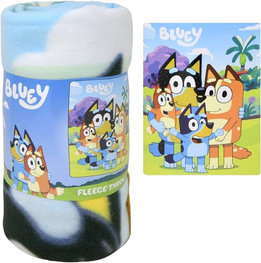 Blue character family fleece throw