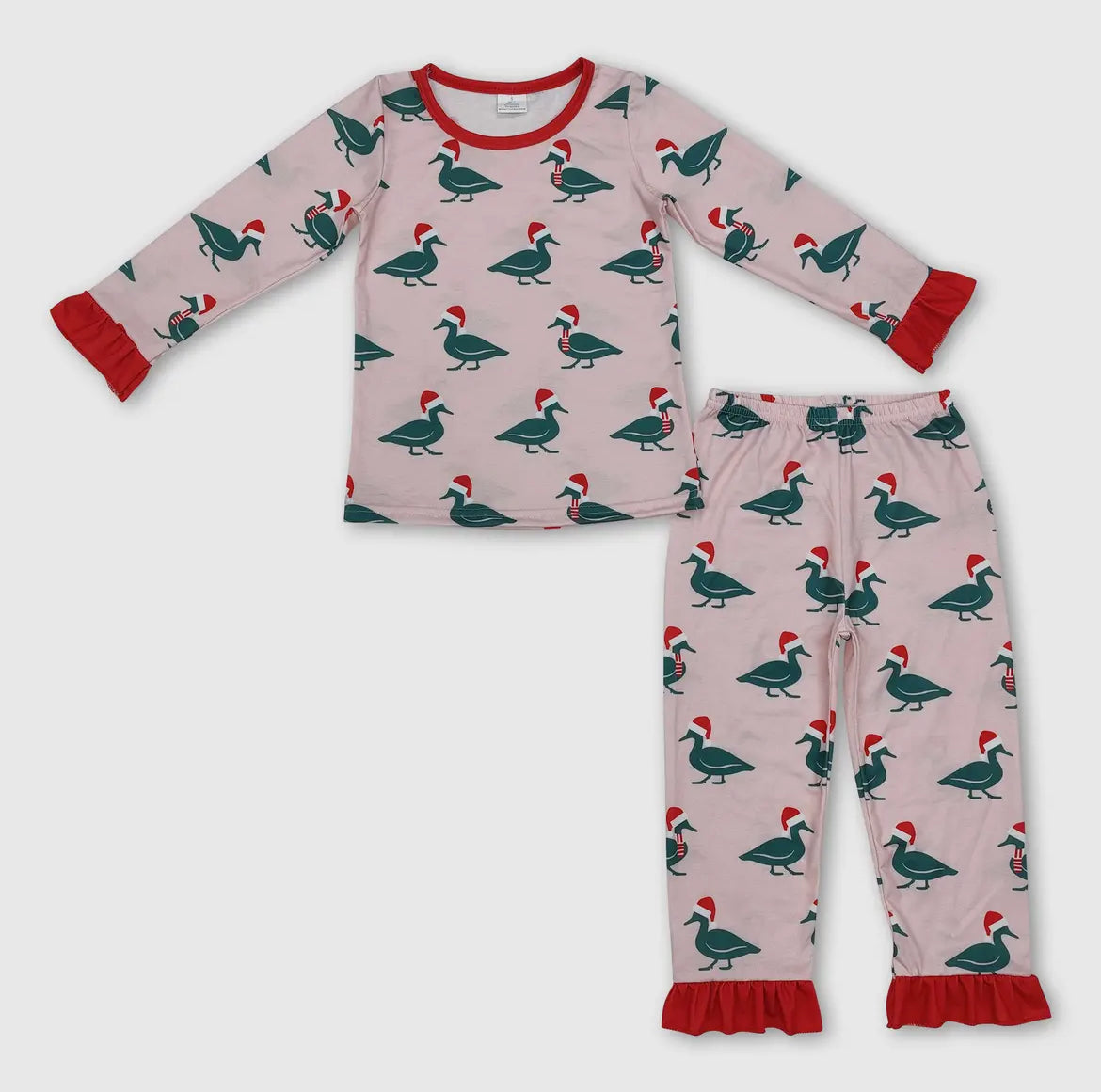 Holiday duck pajama ruffle set