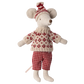 Winter mouse with ski set, Mum - Red