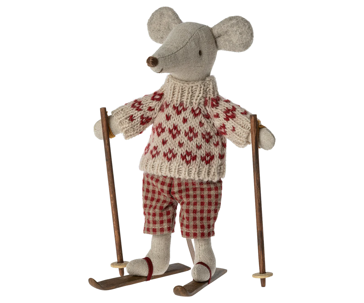 Winter Mouse with Ski Set, Mum