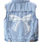 Denim bow vest