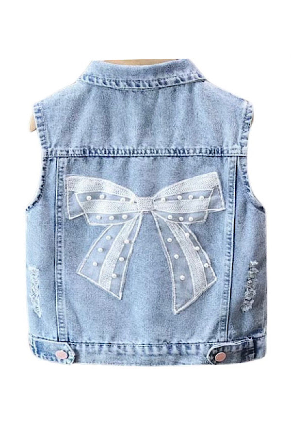 Denim bow vest