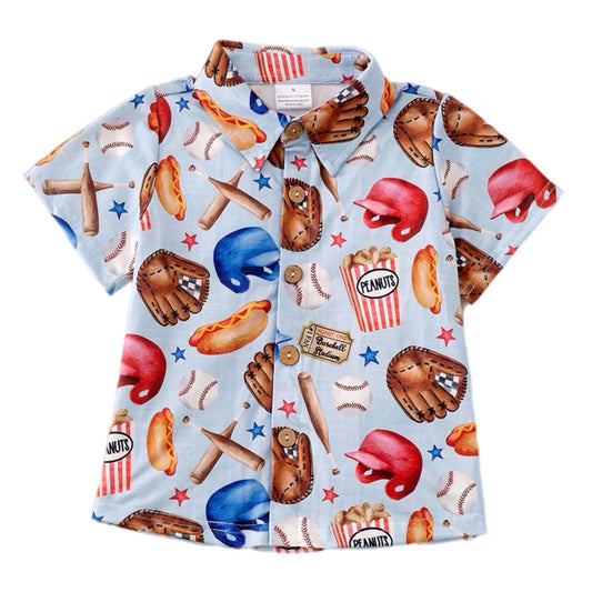 Baseball Print Button Down