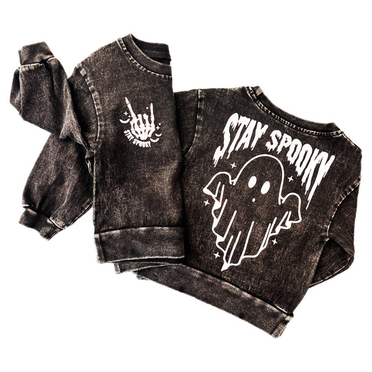 Acid Washed  Spooky LS Tee
