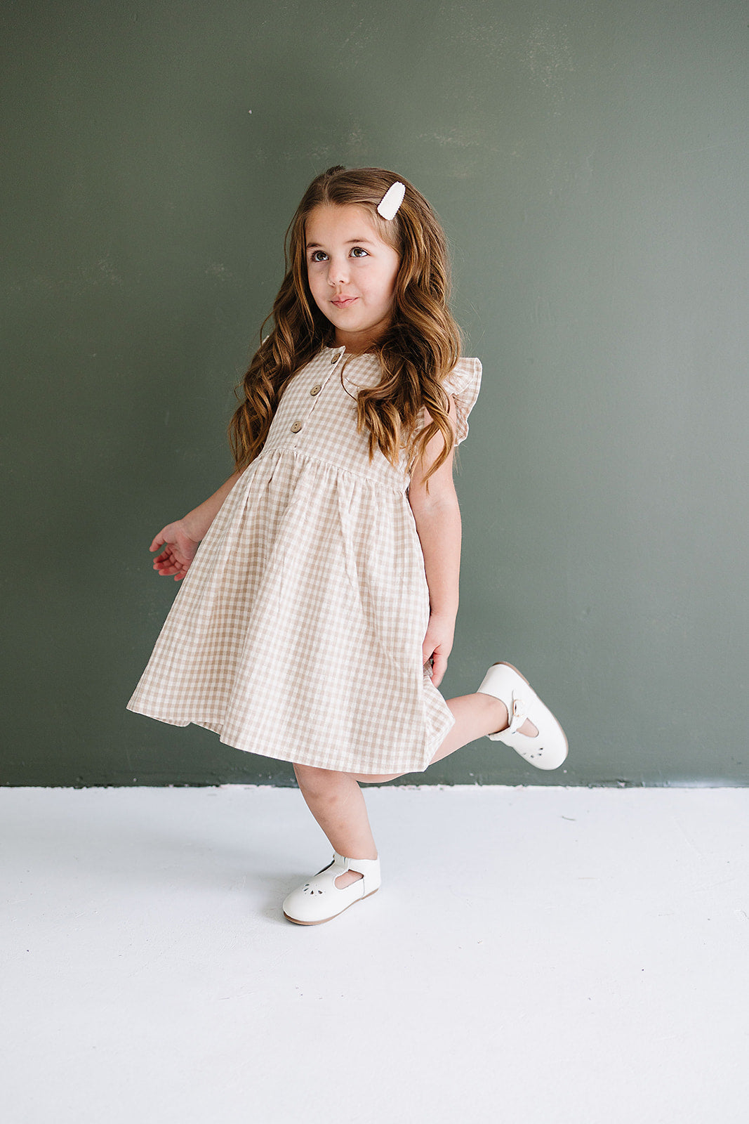 Gingham Ruffle Linen Dress