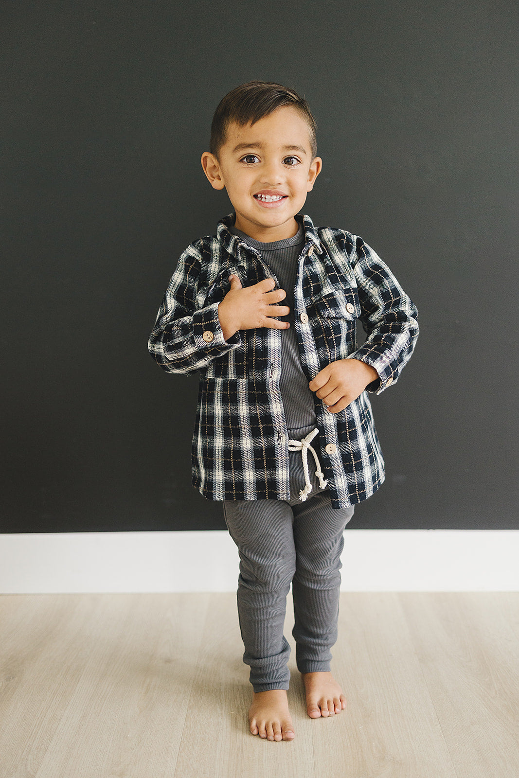 Charcoal Organic Cotton Ribbed Pocket Set