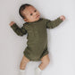 Winter Green Organic Snap Long Sleeve Ribbed Bodysuit