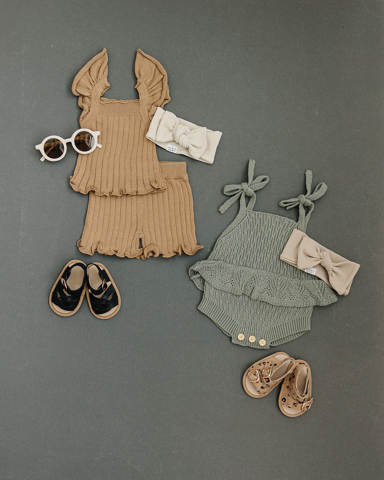 Sage Ruffle Knit Bubble Romper
