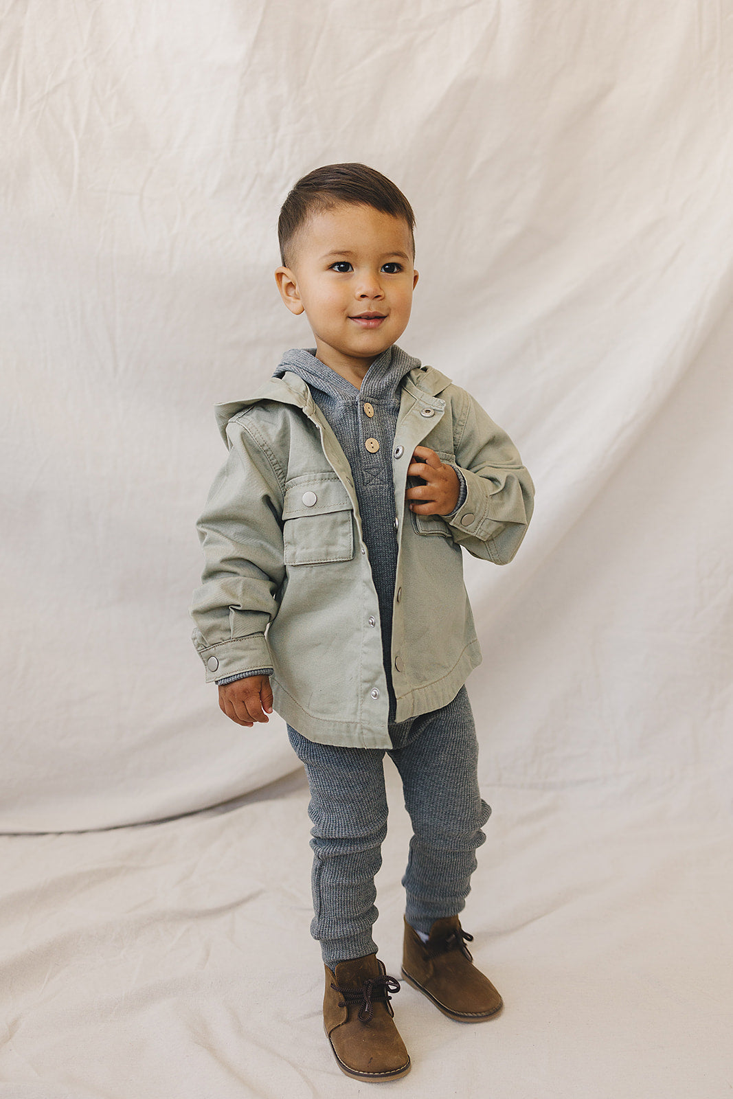 Charcoal Waffle Hooded Two-piece Set