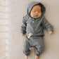 Charcoal Waffle Hooded Two-piece Set