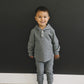 Charcoal Waffle Hooded Two-piece Set