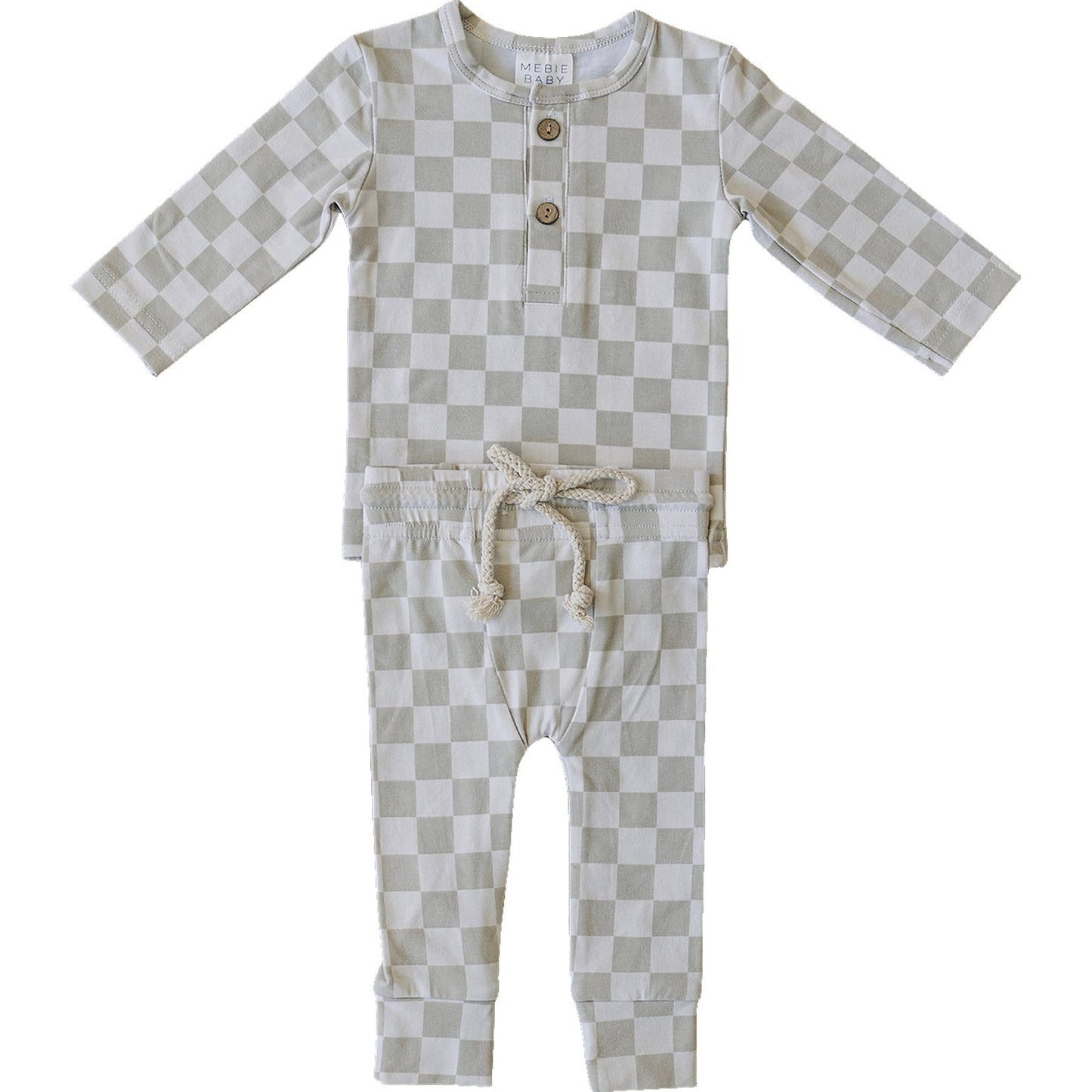 Taupe Checkered Two-piece Button Set