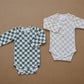 Green Checkered Snap Long Sleeve Bodysuit
