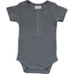Grey Organic Cotton Ribbed Snap Bodysuit
