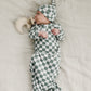 Green Checkered Newborn Knot Hat