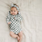 Green Checkered Ruffle Sleeve Bodysuit