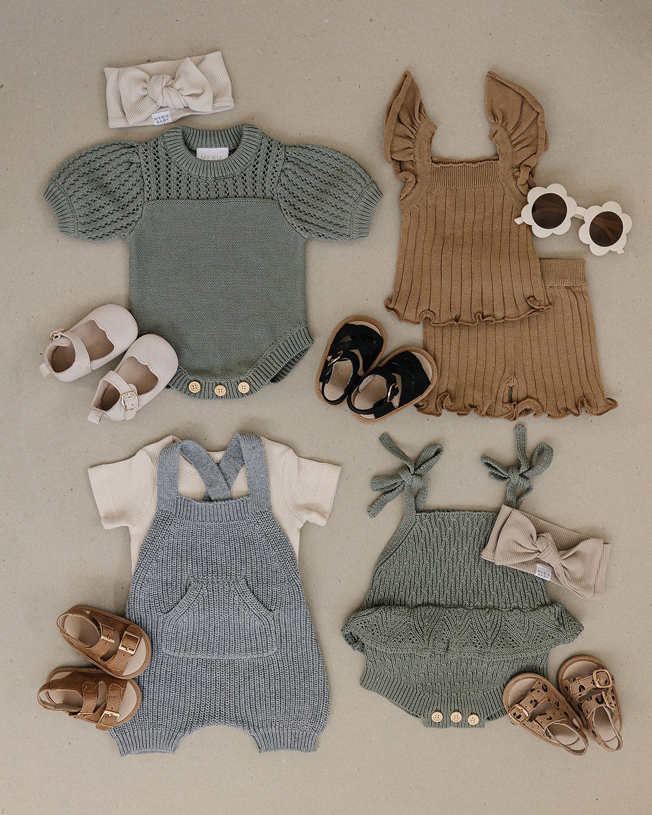 Sage Ruffle Knit Bubble Romper