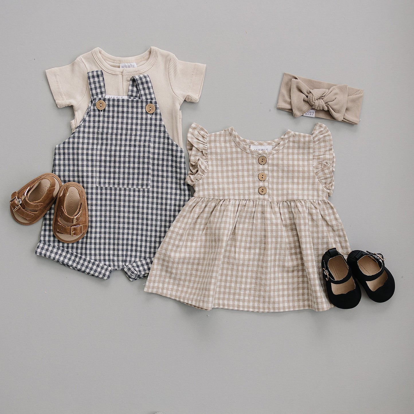 Gingham Ruffle Linen Dress
